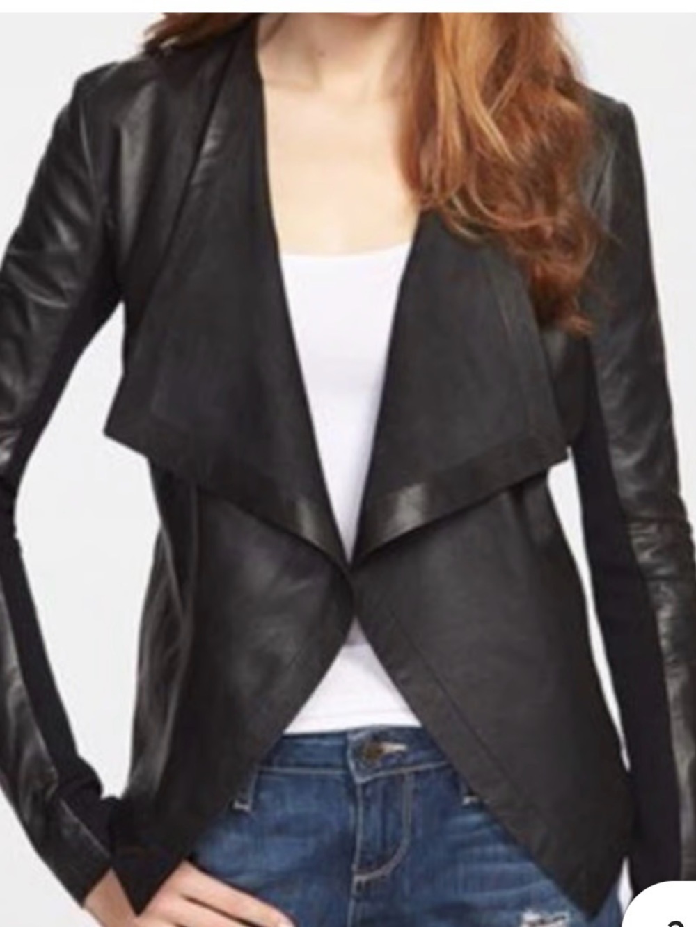 Halogen Black Draped Leather Jacket